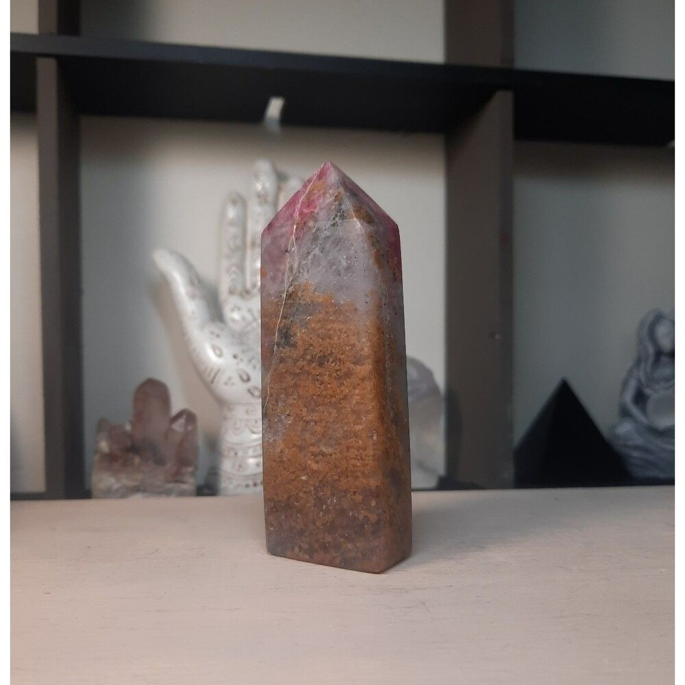 Rhodonite Quartz Crystal Tower